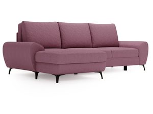 Miniaturka 6 - Różowy narożnik z gładką tapicerką i siedziskiem z funkcją wypoczynku