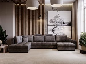 Miniaturka 35 - Narożnik w kolorze popielatego brązu w układzie U z miękką tapicerką