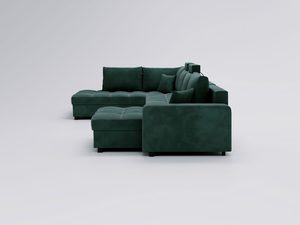 Miniaturka 24 - Zielony narożnik modułowy z dużym siedziskiem i komfortowym wykończeniem