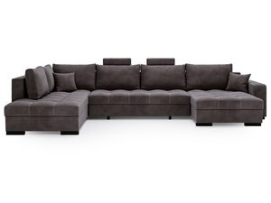 Miniaturka 1 - Ciemnobrązowy narożnik tapicerowany z głębokim siedziskiem