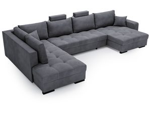 Miniaturka 10 - Narożnik grafitowy z niskim oparciem i szerokim siedziskiem