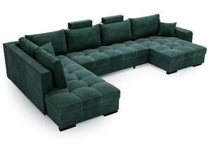 Miniaturka 11 - Zielony narożnik w kształcie U z ozdobnymi przeszyciami