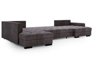 Miniaturka 13 - Ciemnobrązowy narożnik z funkcją spania i miękkimi bokami