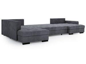 Miniaturka 14 - Narożnik grafitowy w stylu nowoczesnym z szerokim siedziskiem