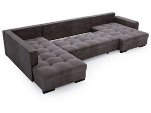 Miniaturka 17 - Brązowy narożnik modułowy z funkcją relaksu