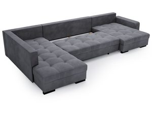 Miniaturka 18 - Grafitowy narożnik z funkcją spania i pikowanym siedziskiem