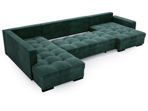 Miniaturka 19 - Duży narożnik zielony w kształcie U z pikowanym siedziskiem