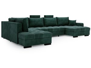 Miniaturka 7 - Zielony narożnik modułowy w kształcie litery U z funkcją wypoczynku