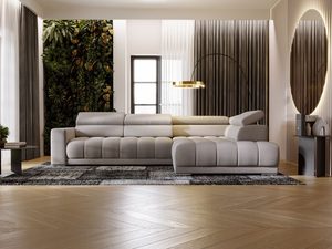 Miniaturka 27 - Szary narożnik z wysokimi oparciami w nowoczesnym wnętrzu