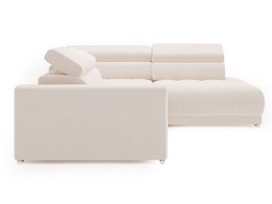 Miniaturka 20 - Kremowy narożnik z szezlongiem i dużym siedziskiem