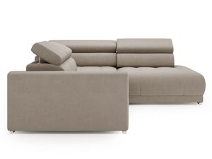 Miniaturka 21 - Jasnobrązowy narożnik z prostymi oparciami i szerokim siedziskiem