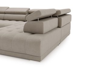 Miniaturka 17 - Duży narożnik beżowy z grubym siedziskiem i prostą formą