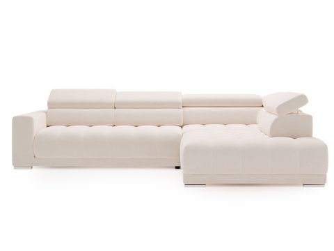 Beżowy narożnik z funkcją spania i miękkim wykończeniem