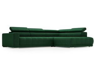 Miniaturka 6 - Zielony narożnik tapicerowany z ryflowanym siedziskiem