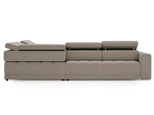 Miniaturka 13 - Beżowy narożnik z podniesionym zagłówkiem i funkcją spania