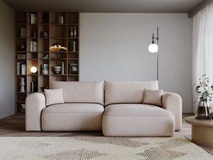 Miniaturka 11 - Beżowa sofa dwuosobowa z jasnymi poduszkami