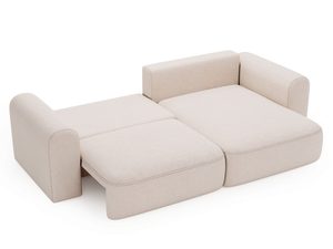 Miniaturka 4 - Beżowa sofa z podnóżkiem, dwa miejsca siedzące