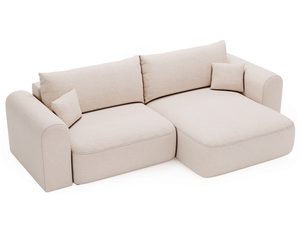 Miniaturka 3 - Modułowa sofa narożna w kolorze ecru z zaokrąglonymi podłokietnikami