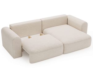 Miniaturka 5 - Beżowa sofa z funkcją spania i niskimi podłokietnikami