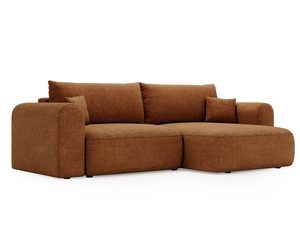 Miniaturka 8 - Rudy narożnik modułowy z trzema siedziskami i poduchami