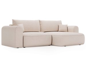 Miniaturka 2 - Modułowa sofa narożna w kolorze ecru z zaokrąglonymi podłokietnikami