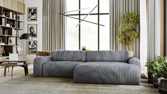 Miniaturka 31 - Piękny Beżowy Narożnik z Zaokrąglonymi Bokami LUIZZI