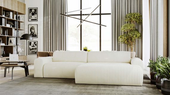 Miniaturka 37 - Piękny Beżowy Narożnik z Zaokrąglonymi Bokami LUIZZI