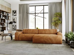 Miniaturka 35 - Narożnik sztruksowy rudy cynamonowy w nowoczesnej aranżacji