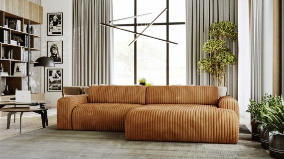 Miniaturka 35 - Piękny Beżowy Narożnik z Zaokrąglonymi Bokami LUIZZI