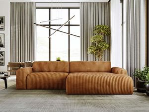 Miniaturka 33 - Sztruksowy narożnik cynamonowy zaokrąglony aranżacja zbliżenie