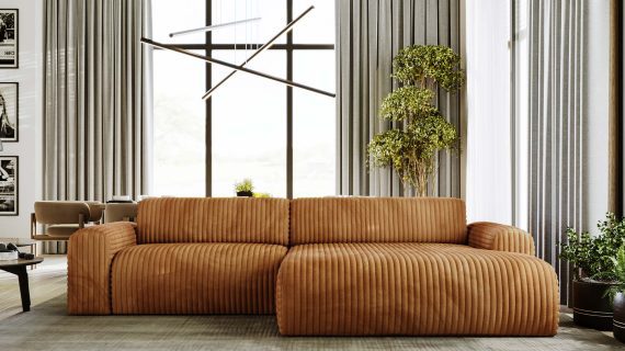 Miniaturka 33 - Piękny Beżowy Narożnik z Zaokrąglonymi Bokami LUIZZI