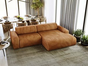 Miniaturka 32 - Rudy narożnik sztruksowy z otomaną widok z góry w salonie