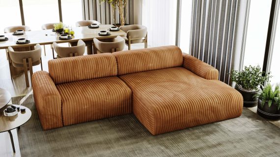 Miniaturka 32 - Piękny Beżowy Narożnik z Zaokrąglonymi Bokami LUIZZI