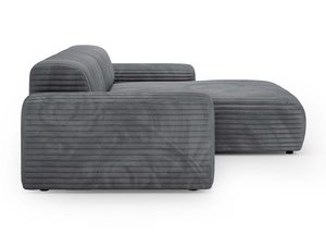 Miniaturka 16 - Szary narożnik sztruksowy puszysty profil boczny