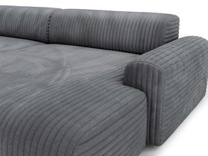 Miniaturka 21 - Detal szarego narożnika sztruksowego podłokietnik i oparcie