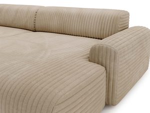 Miniaturka 24 - Detal beżowego narożnika sztruksowego puszystego oparcie