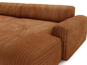 Miniaturka 23 - Sztruksowy narożnik cynamonowy detal podłokietnika i siedziska