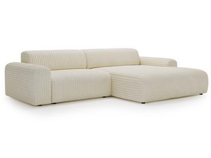 Miniaturka 10 - Kremowy narożnik sztruksowy z otomaną ujęcie perspektywiczne