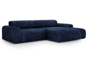 Miniaturka 7 - Granatowy narożnik sztruksowy z szezlongiem perspektywa