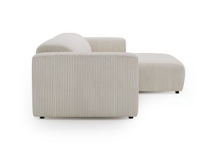 Miniaturka 3 - Widok boczny na beżowy narożnik tapicerowany sztruksem