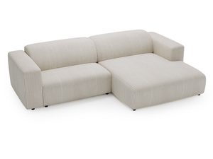 Miniaturka 1 - Beżowa kanapa narożna z niskim oparciem i miękkim siedziskiem