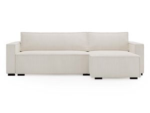 Miniaturka 1 - Narożnik sztruksowy kremowy z otomaną frontalny