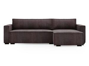 Miniaturka 6 - Brązowy narożnik sztruksowy rozkładany z szezlongiem