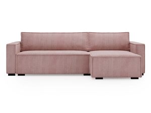 Miniaturka 5 - Sztruksowy narożnik różowy brudny róż z pufą frontalnie