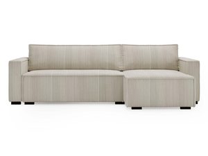 Miniaturka 4 - Narożnik beżowy sztruksowy z otomaną przód