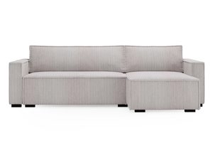 Miniaturka 3 - Jasnoszary narożnik sztruksowy rozkładany frontalny