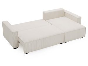 Miniaturka 23 - Kremowy narożnik sztruksowy z rozłożoną funkcją spania