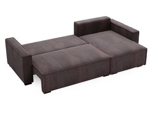 Miniaturka 28 - Narożnik sztruksowy brązowy rozłożony do spania widok górny