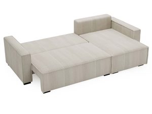 Miniaturka 26 - Sztruksowy narożnik beżowy rozłożony do spania górny