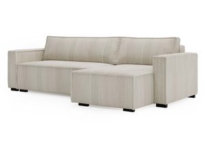 Miniaturka 22 - Beżowy narożnik sztruksowy z pufą widok tylny